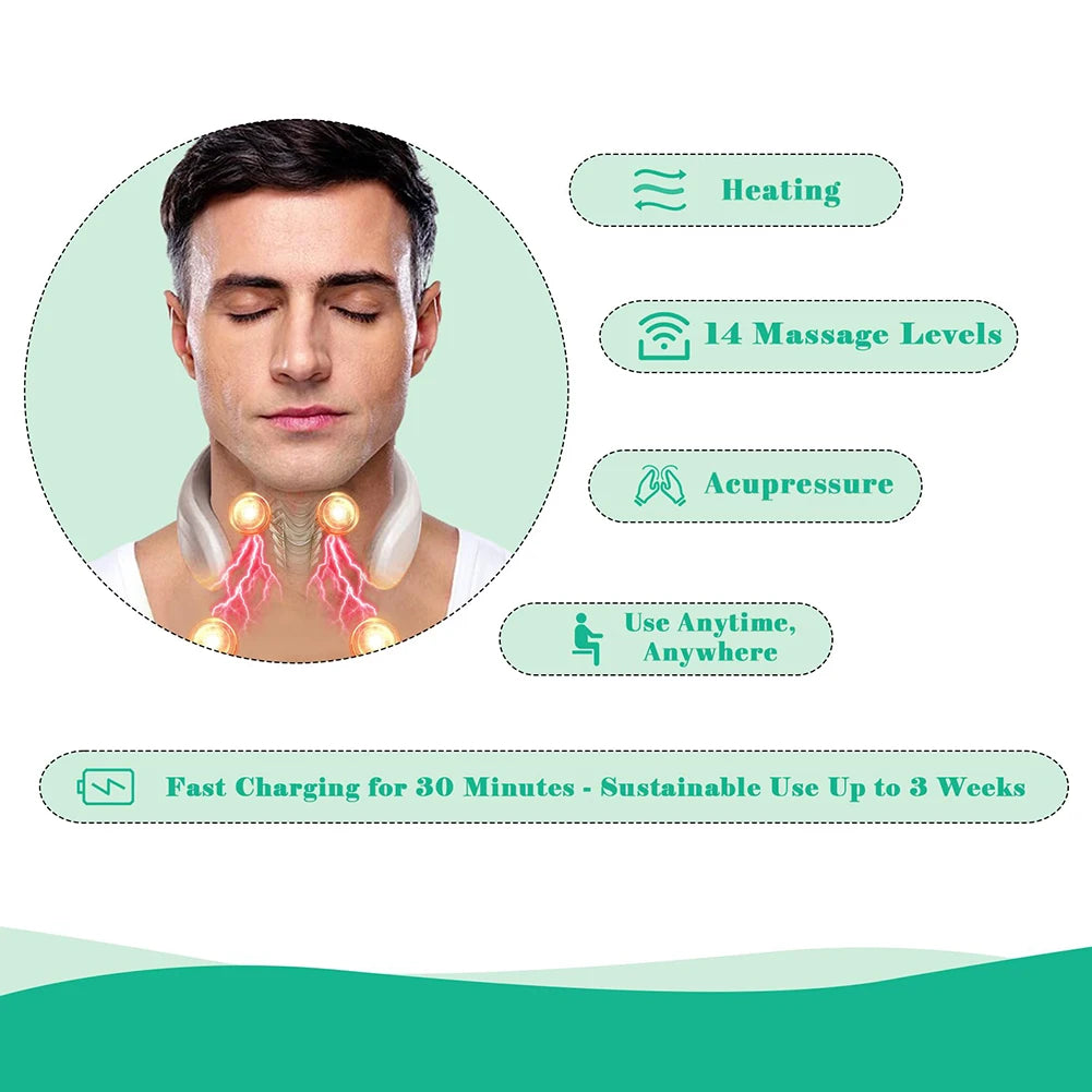 4 Head Neck Massage Machine USB Rechargeable 6 Modes Vibration