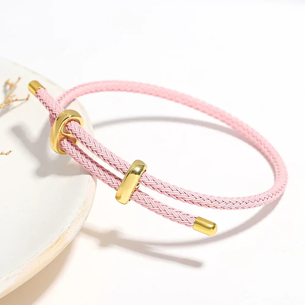 Greatera Trendy Red Thread String Bracelets for Women Men Stainless Steel Braided Rope Adjustable Charm Bracelet Unisex Jewelry