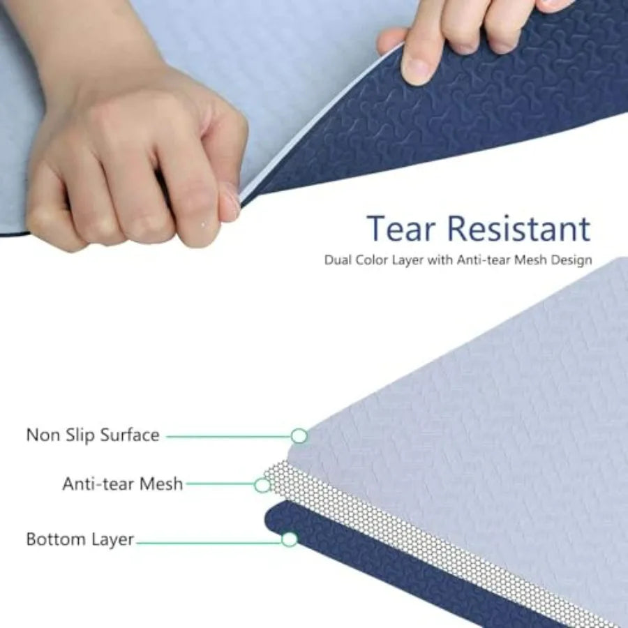 Yoga Mat Thick Non Slip Anti Tear Pilates Mat EcoFriendly