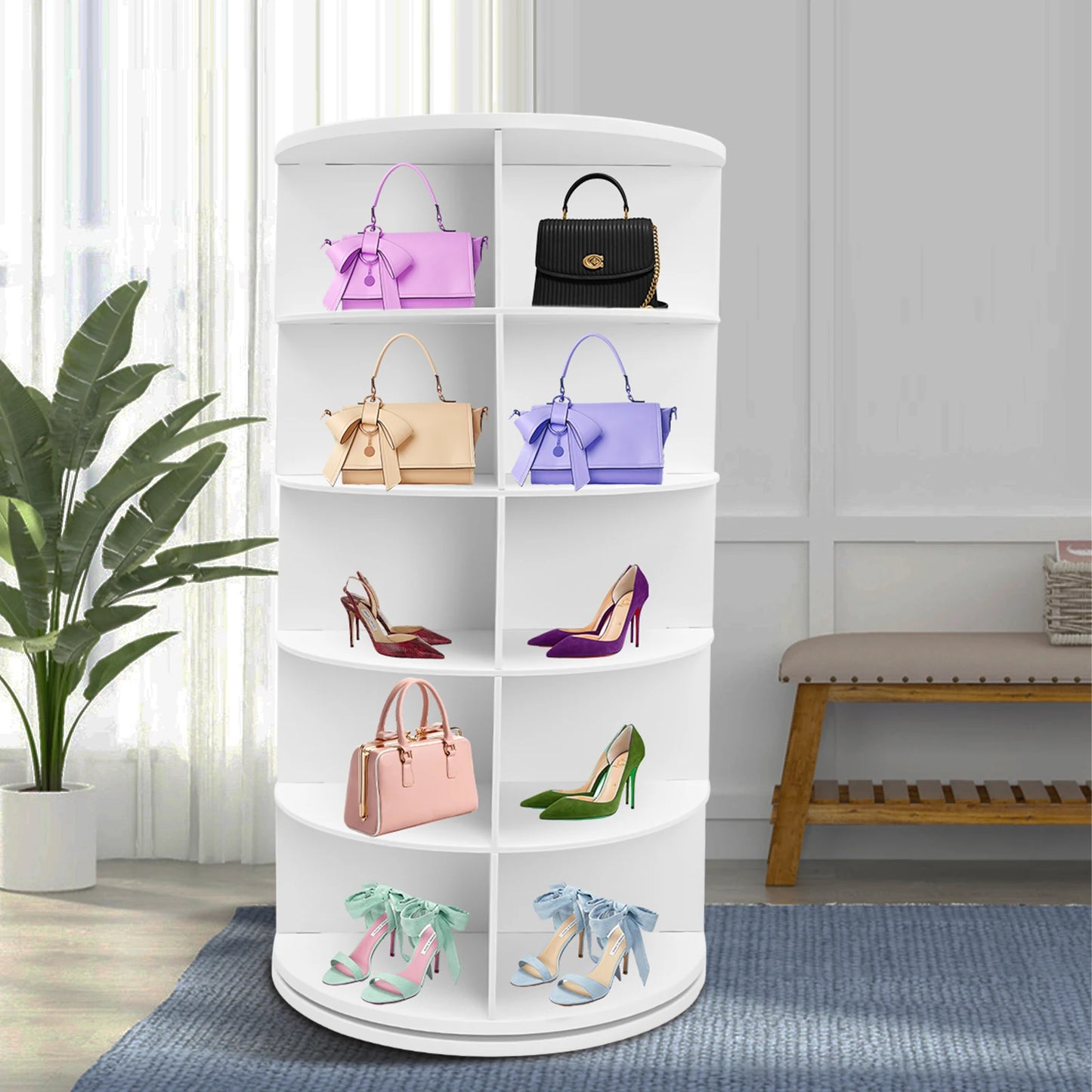 5 Tier 360 Degree Rotating Shoe Rack Organizer Space Saving