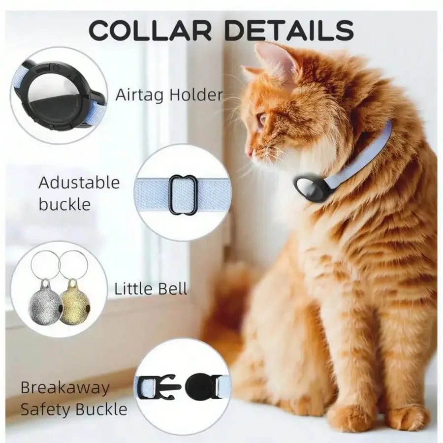 Breakaway Reflective Cat Collar With AirTag Holder And QR ID Tag