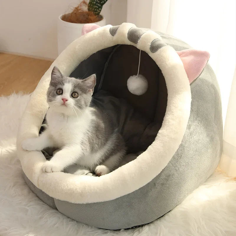 Cozy Cave Cat Bed With Soft Foldable Cushion Machine Washable