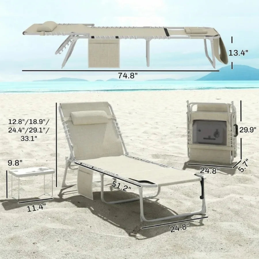 Folding Chair With Adjustable Height Cushioned Seat Swivel
