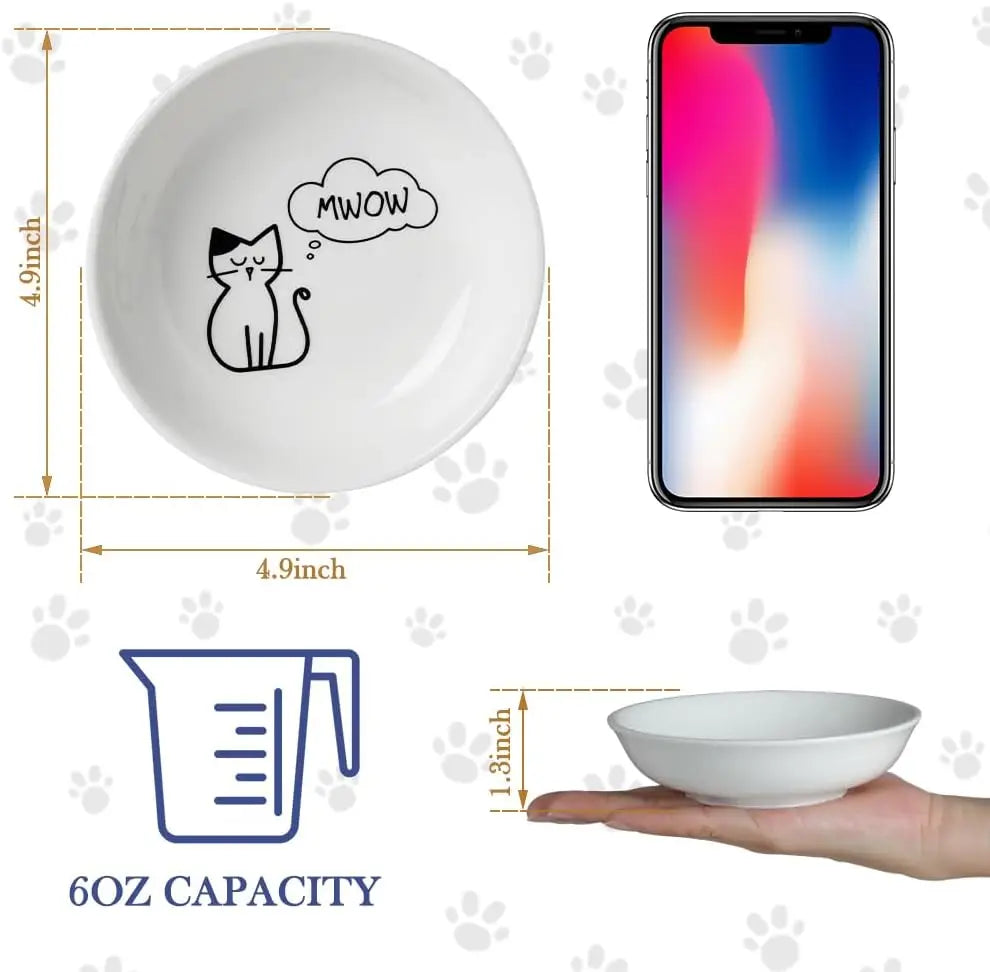 Ceramic Cat Bowls Pack Non Slip Microwave Safe Whisker Fatigue