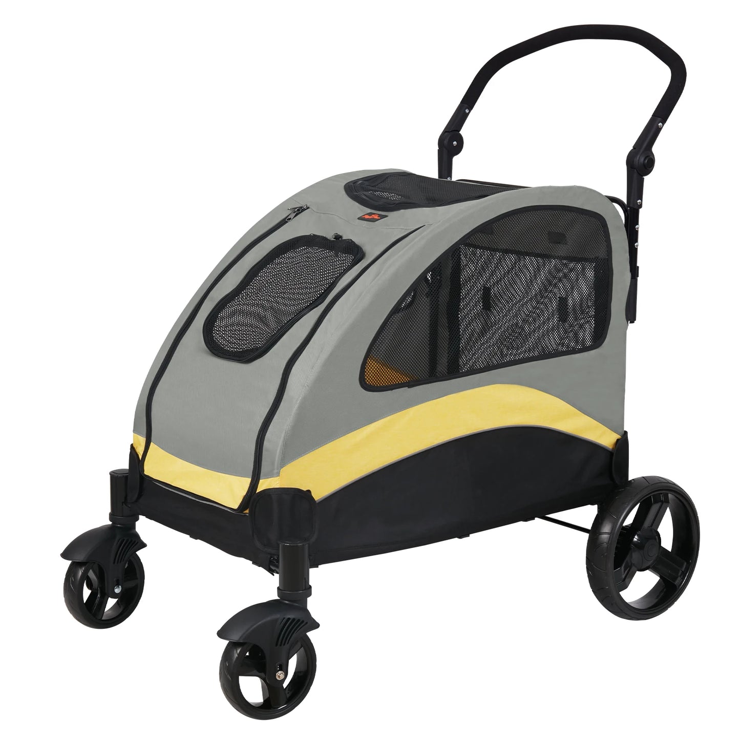 BINGOPAW Large Dog Stroller 4 Wheel Pet Carrier Foldable For Two Dogs