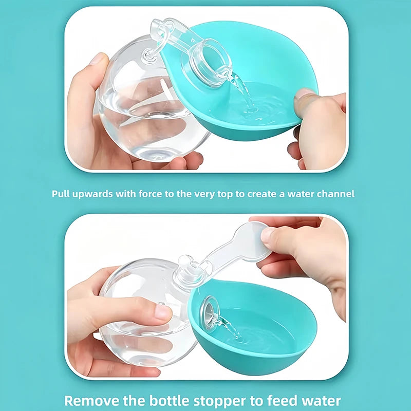 Pet Dog Water Bottle with Collapsible Silicone Bowl, 285Ml Leak-Proof Travel Cup for Dogs Cats, Suitable for Outdoor Activities