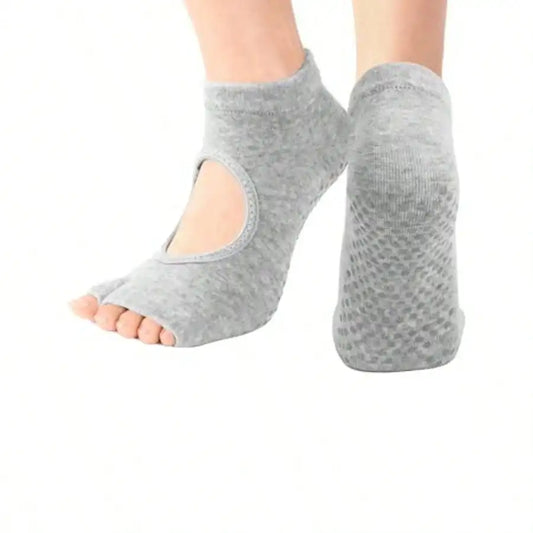 Toeless Pilates Socks For Women With Non-Slip Grips Barefoot Workouts