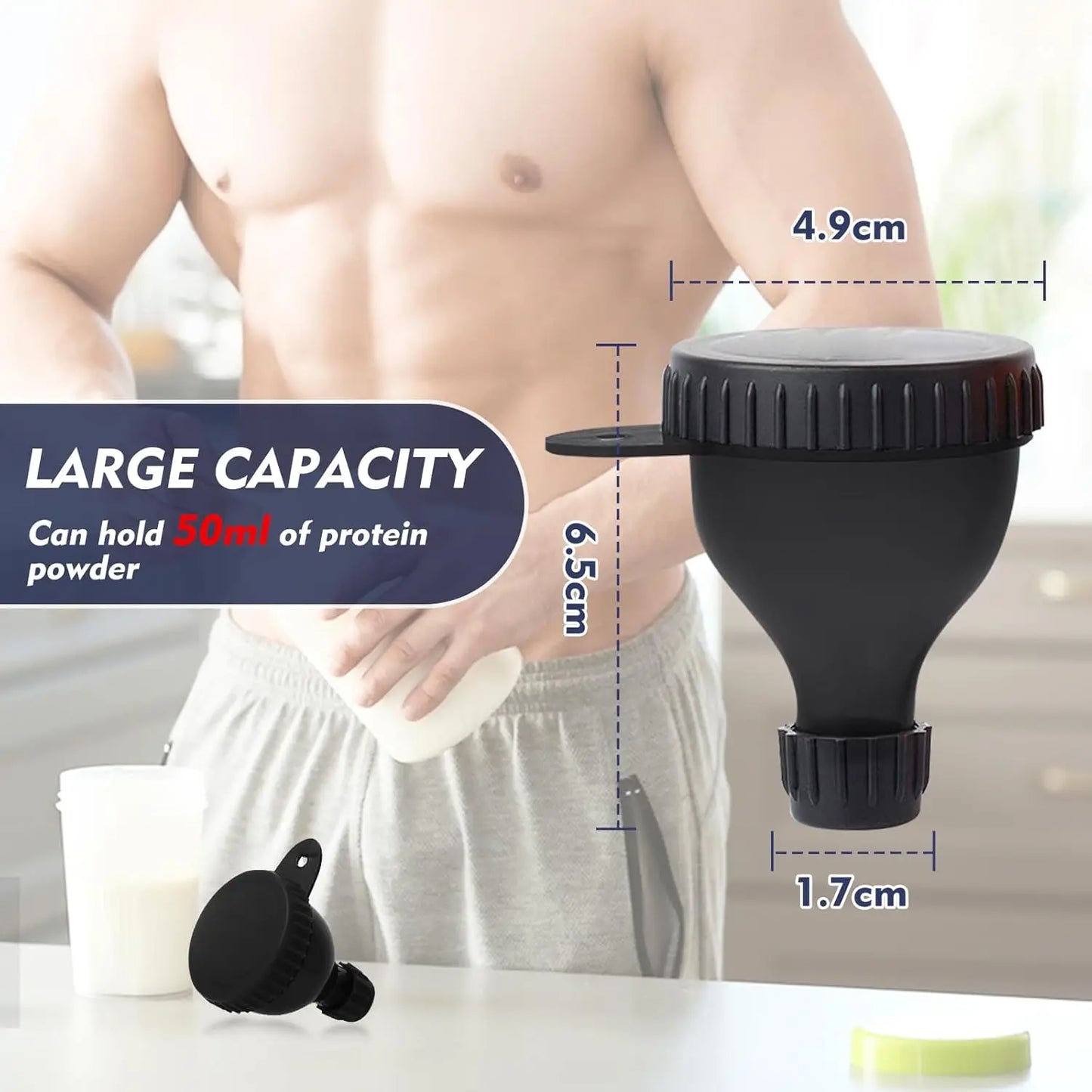 Portable 2-In-1 Protein Powder Container And Funnel For Travel