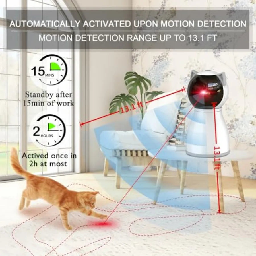 Cat Toys Laser for Indoor Cats, The 4th Generation Real Random Trajectory Motion Activated Rechargeable Automatic Cat Laser Toy