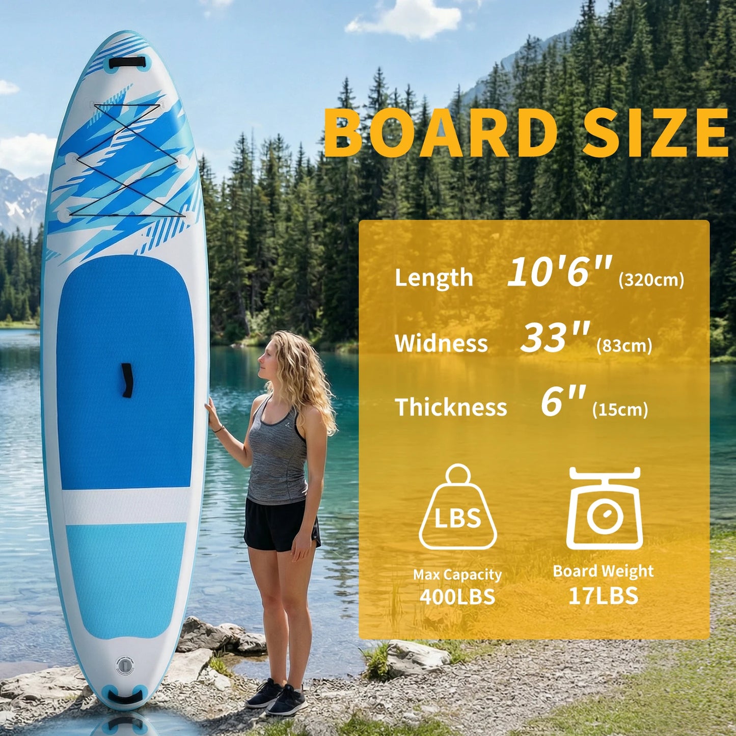 JHK Inflatable Stand Up Paddle Board 10.5'×33'' Paddle Boards with Non-Slip Deck Durable Advanced Material and Complete SUP Accessories for All Skill Levels
