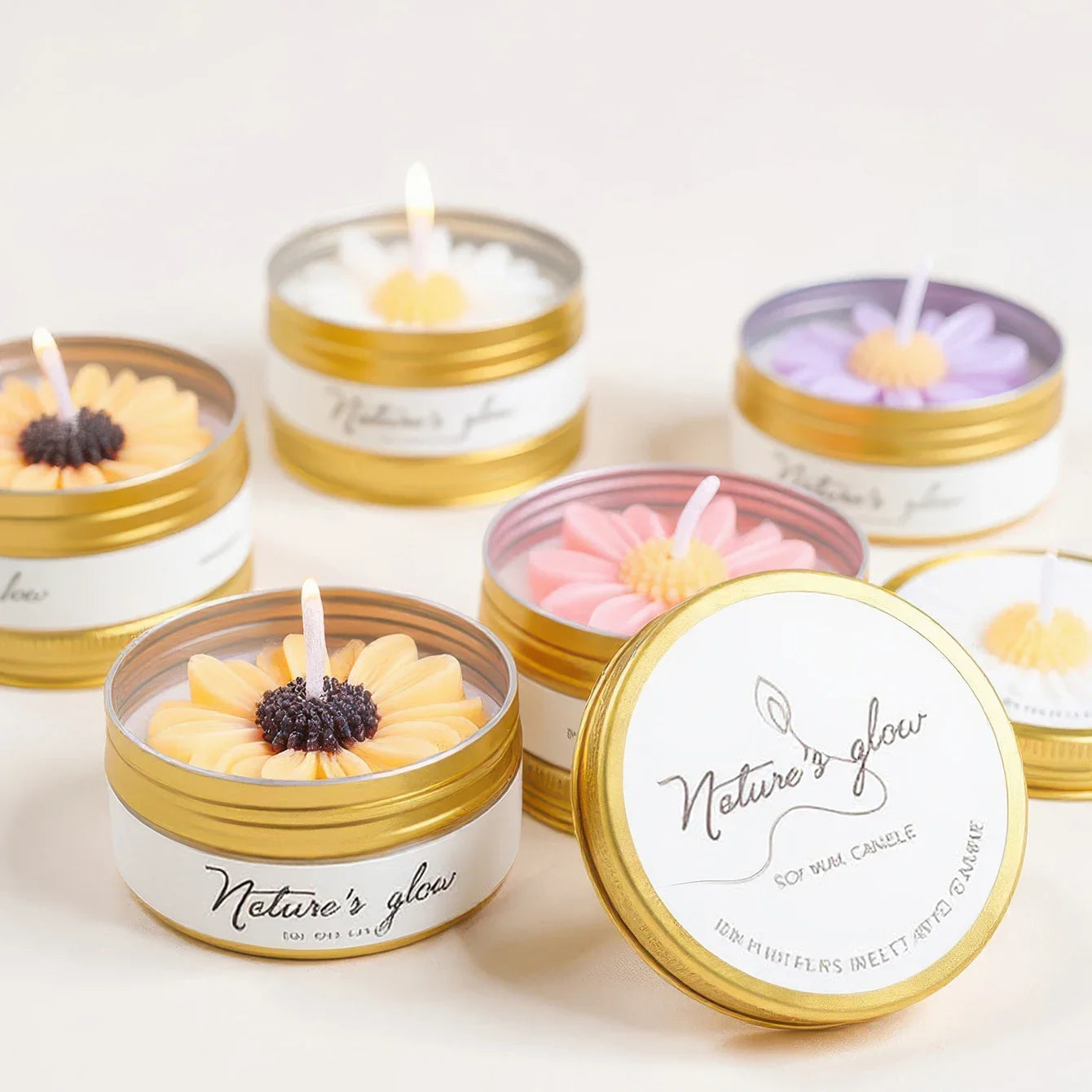 Chamomile Scented Soy Candle Tin Handmade Smokeless Aroma Bedroom Decor Gift