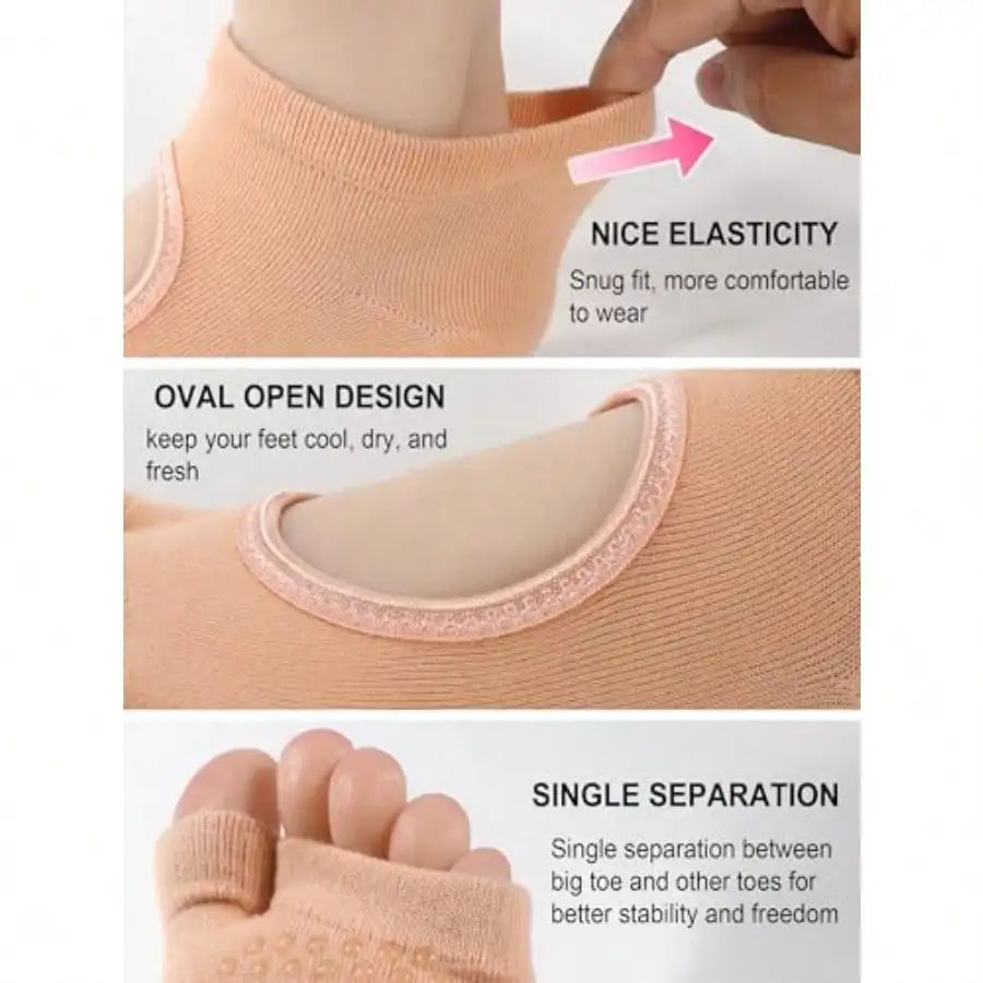 Toeless Pilates Socks For Women With Non-Slip Grips Barefoot Workouts