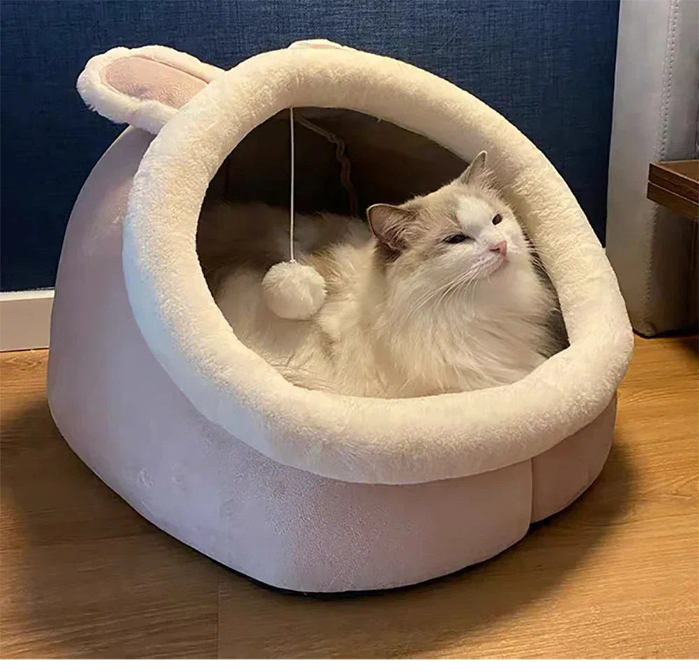 Cozy Cave Cat Bed With Soft Foldable Cushion Machine Washable