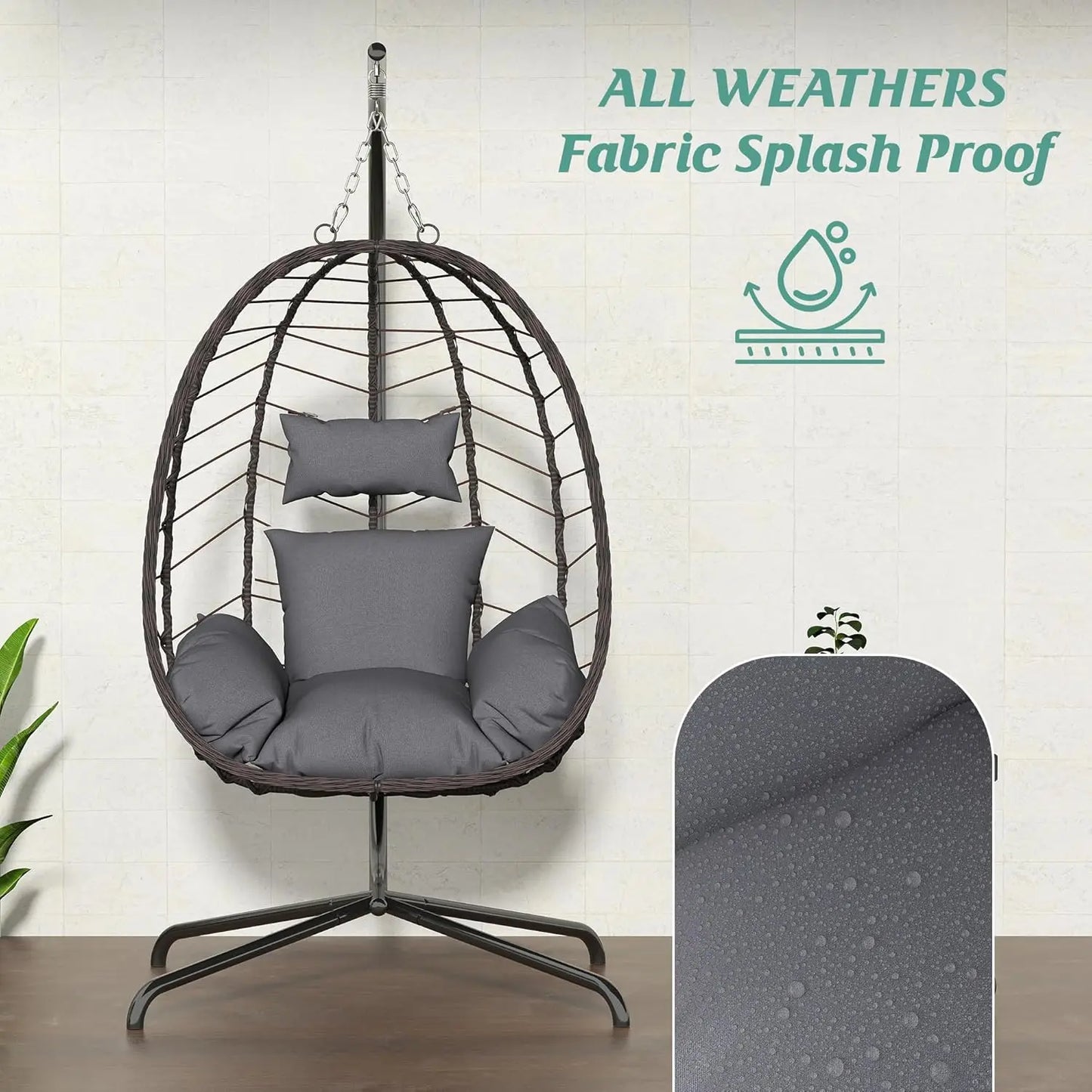 Egg Chair With Stand Outdoor Wicker Swing Chair Cushion