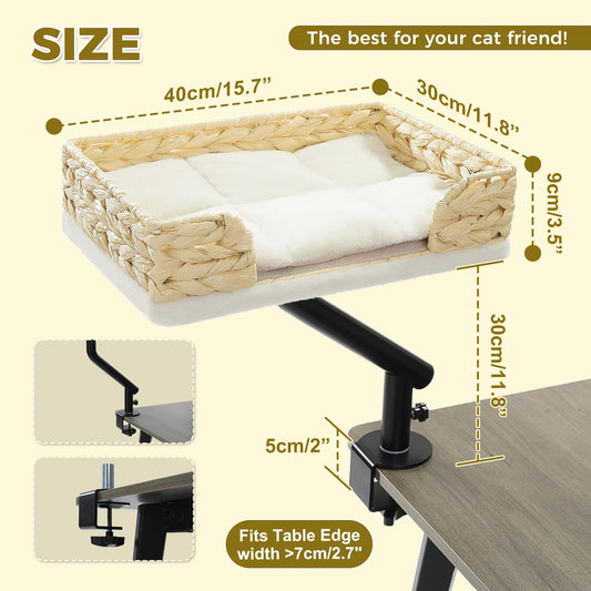 Clamp-On Rotating Cat Desk Bed