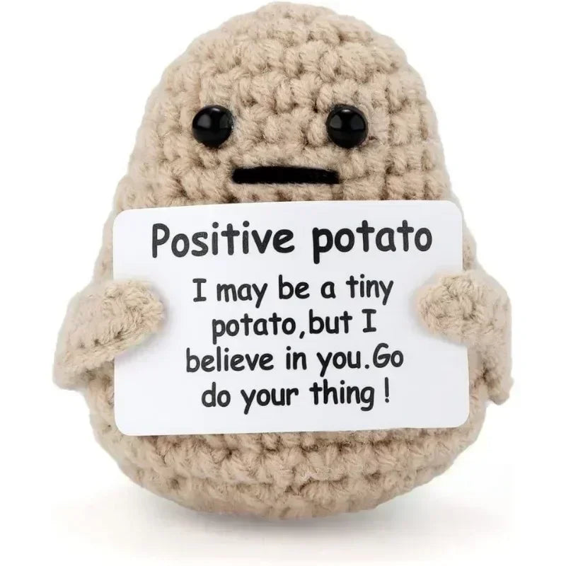 Positive Energy Potato Hug Plush Doll Handmade Wool Knit Gift