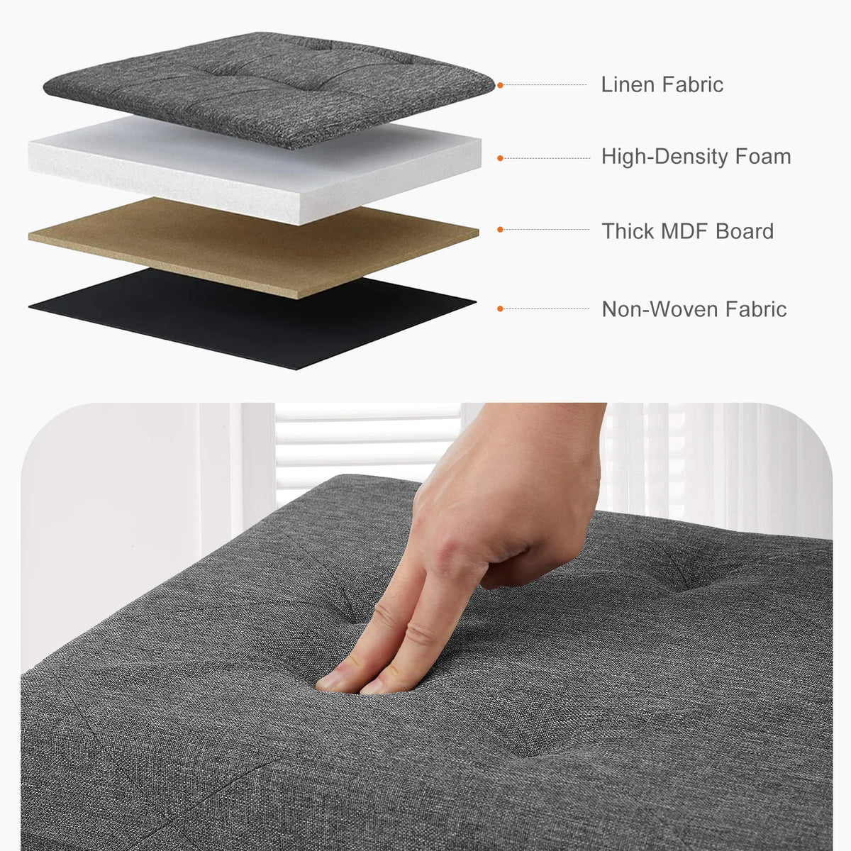 Linen Storage Ottoman Bench with Lift Top
