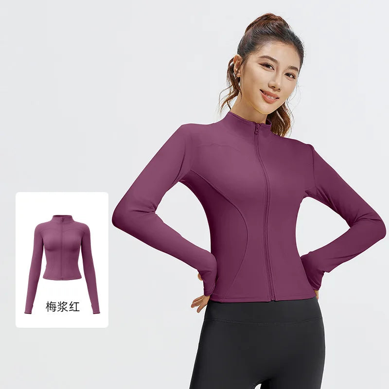 Women's Zipper Long Sleeve Sports Jacket For Fitness And Yoga