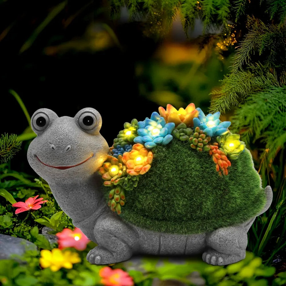 Solar Garden Turtle Elephant Dragon Statue Light Decor For Outdoor