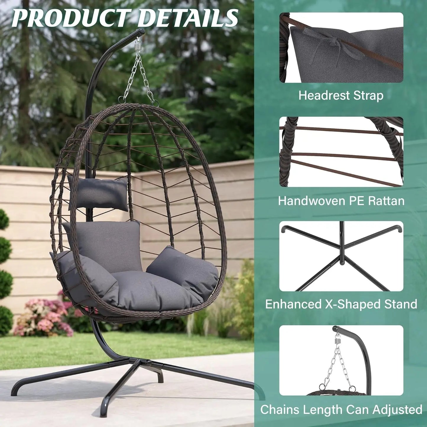 Egg Chair With Stand Outdoor Wicker Swing Chair Cushion