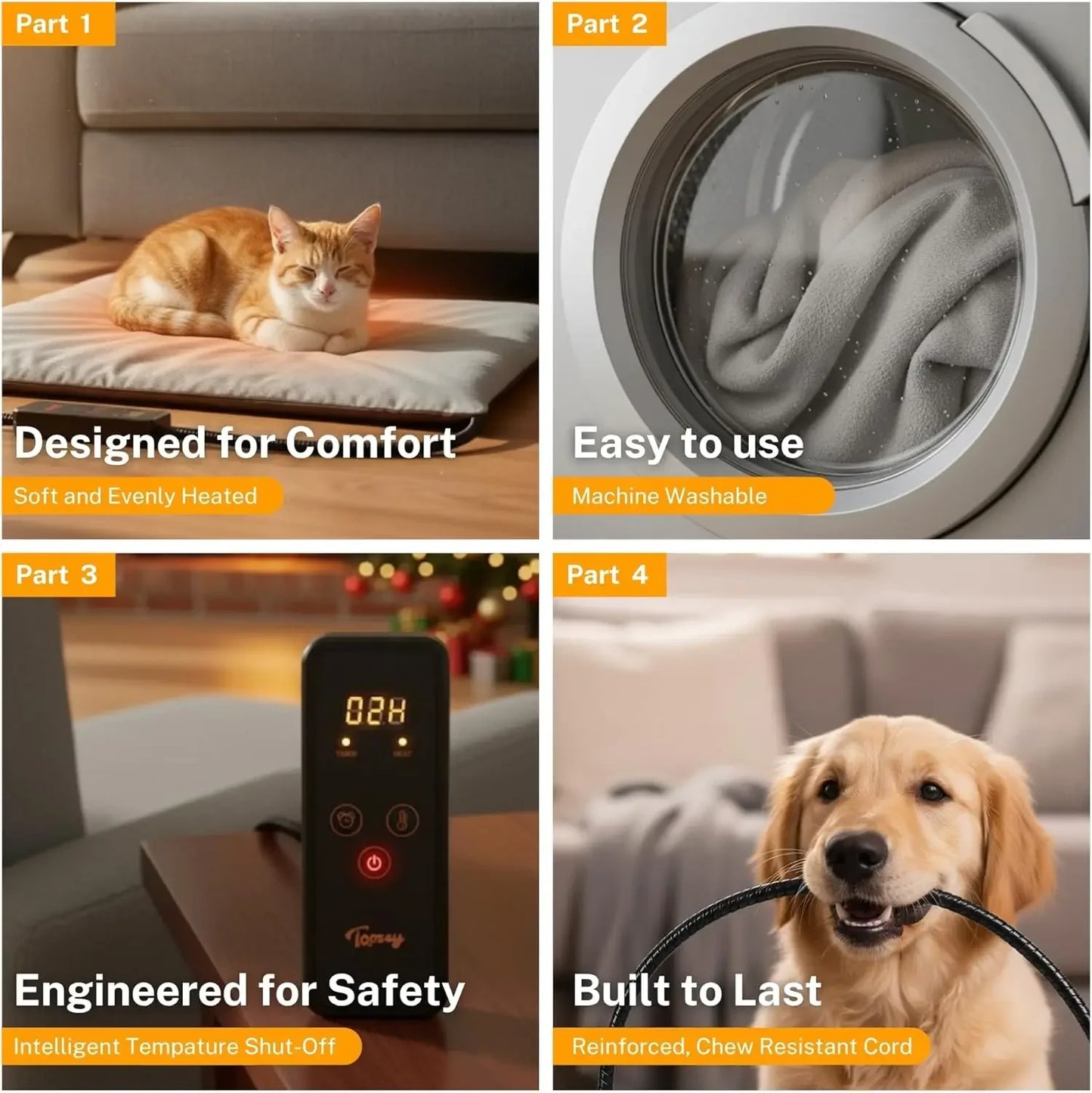 Small Pet Electric Heated Pad With 6 Temperature Settings And Timer Waterproof