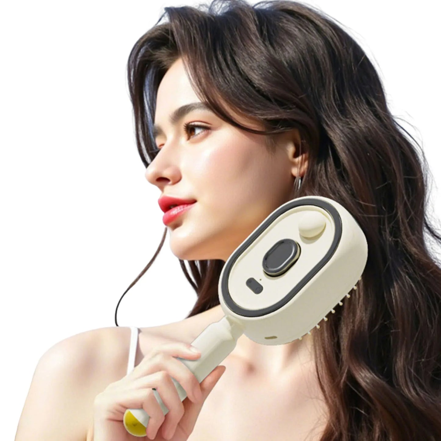 Electric Steam Brush USB-C Charging Wet Electrics Hairbrush Rechargeable Steams Hair Straightener for Both Long & Short Hairs