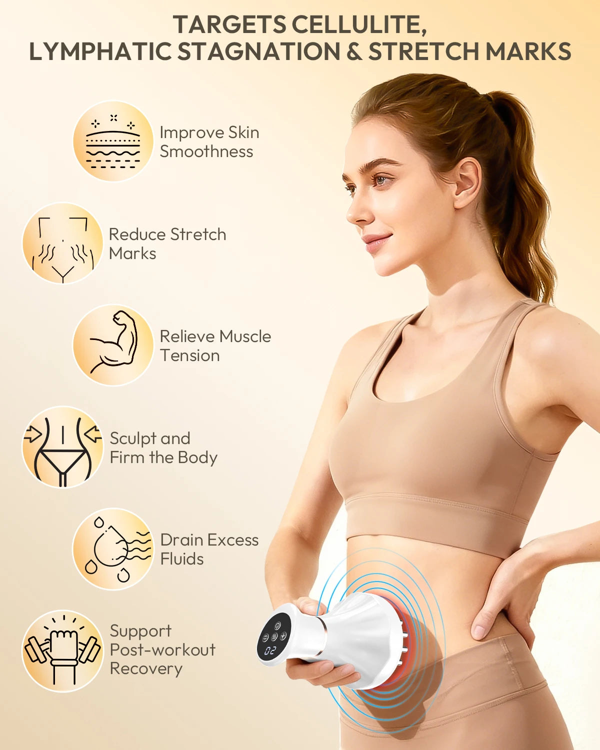Lymphatic Drainage Massager Heat Vibration Anti Cellulite Body Sculpting