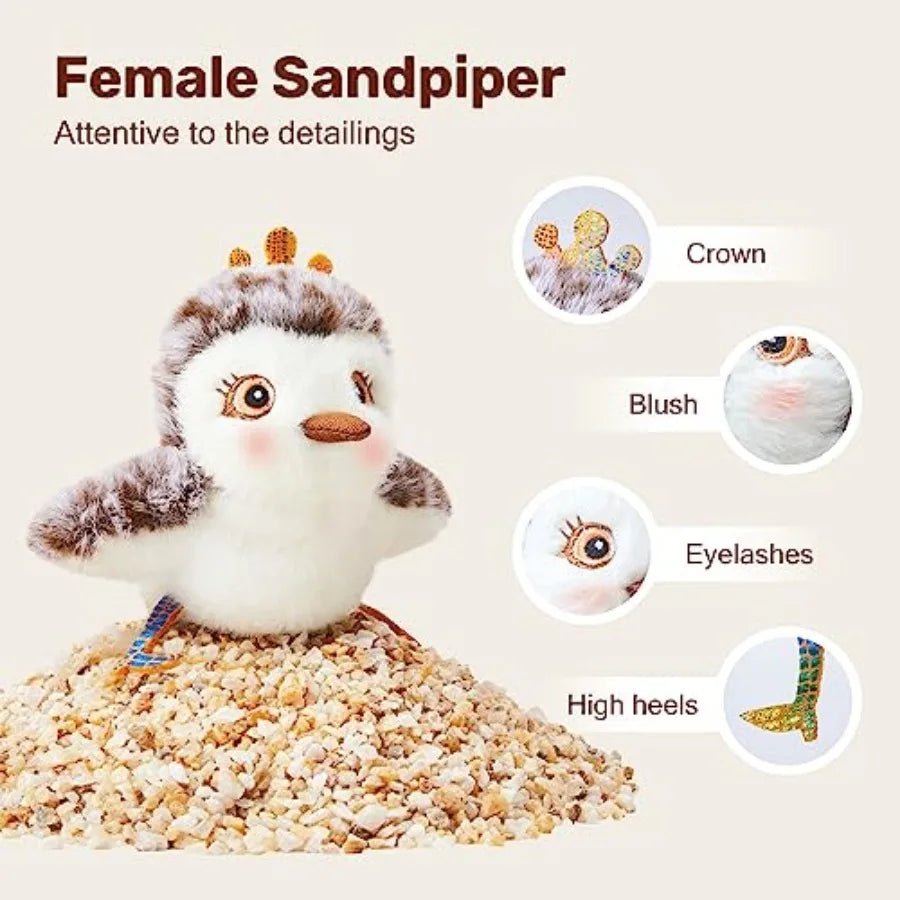 Cat Toys 2 Pcs Flapping Sandpiper Pair-Mate, Lifelike Birds Chirp, Chargeable Touch Activated Kitten Fun Interactive Kitty Exer