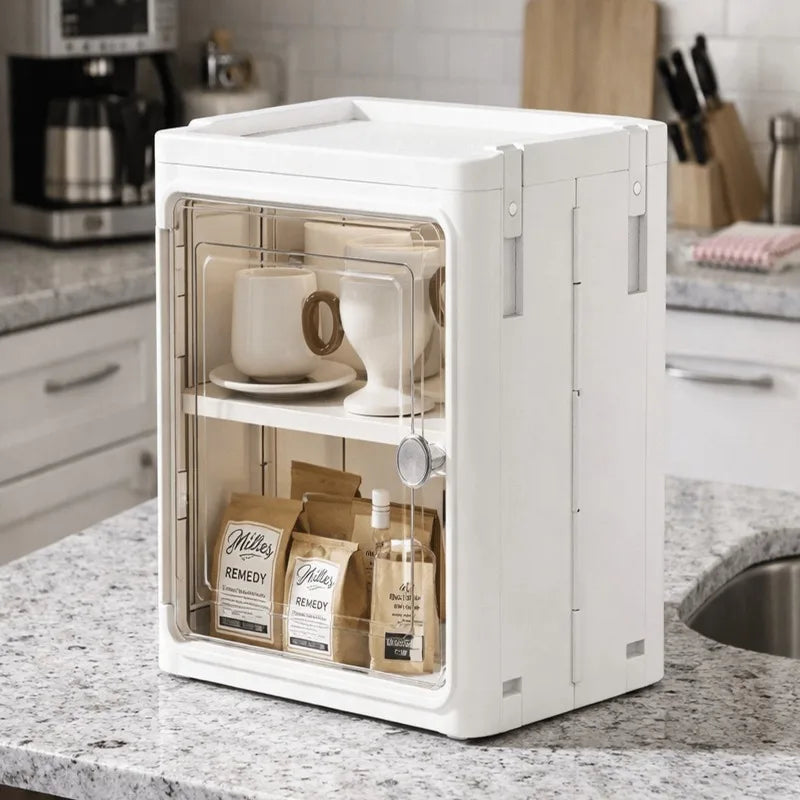 Slim Rolling Storage Cabinet with Clear Doors