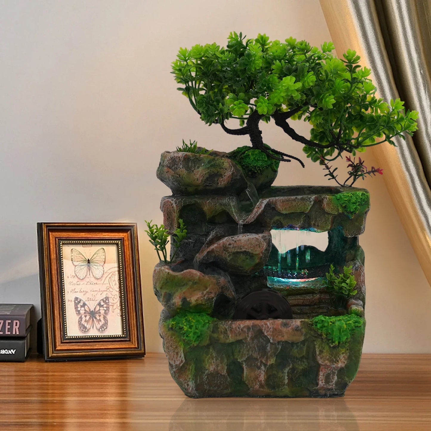 Tabletop Waterfall Fountain For Indoor Use With Pump And LED