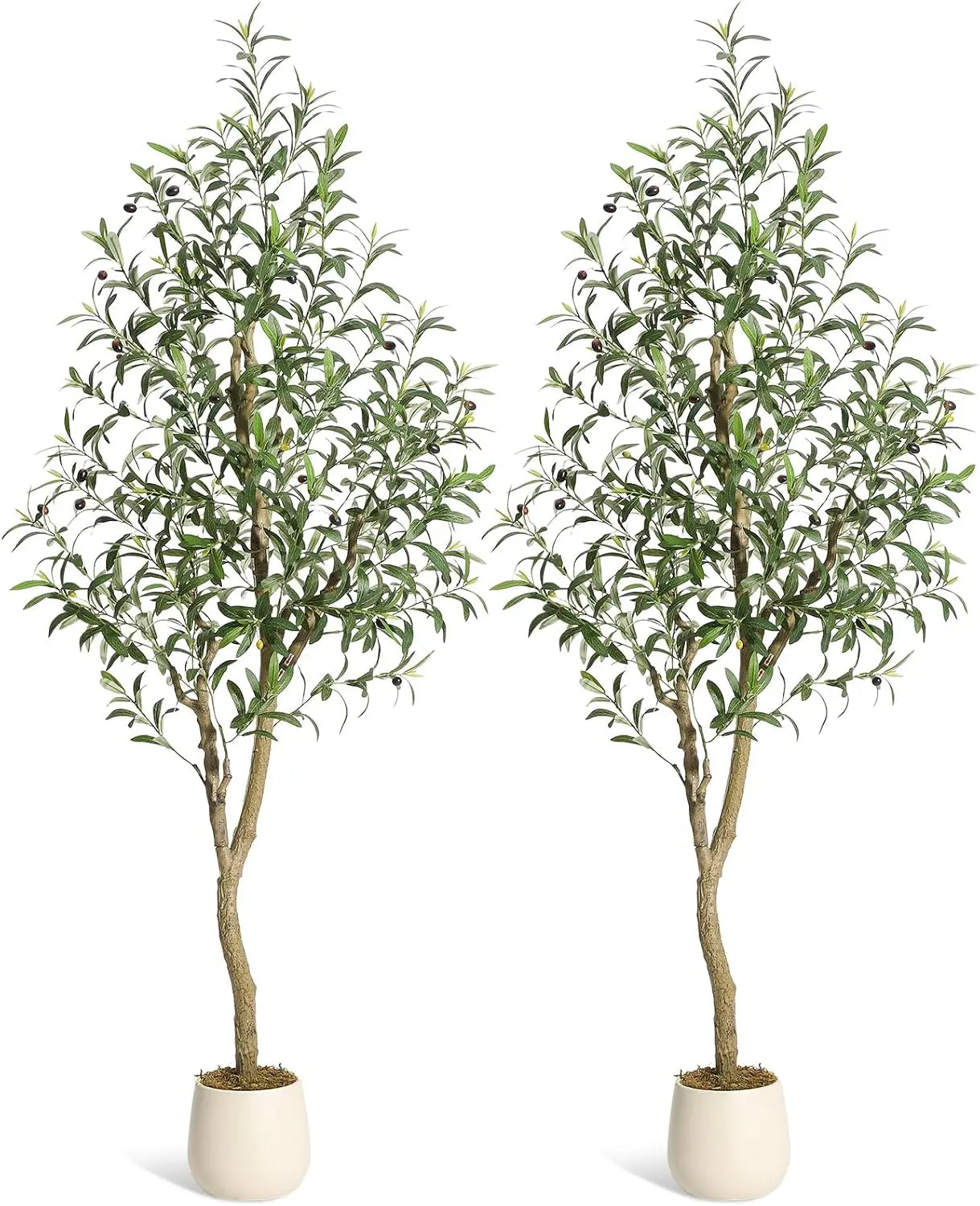 HiMISS Olive Trees Artificial Indoor Tree with White Planter