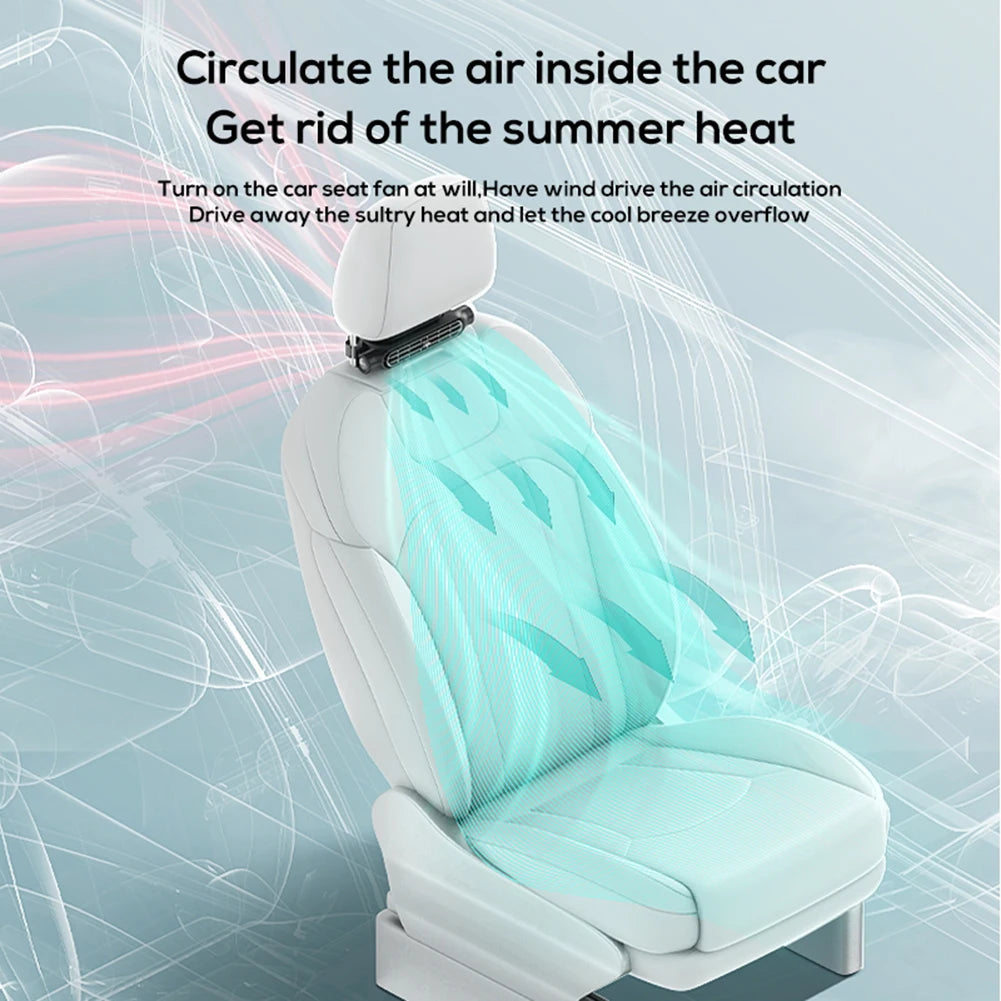 Portable USB Car Seat Fan Headrest Cooling Air Fan For Front Rear Seat Passenger Backseat Cooling Fan Electric Car Interior Fan