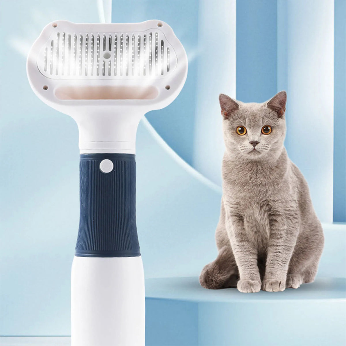 3-in-1 Low Noise Pet Hair Dryer Brush, 600W