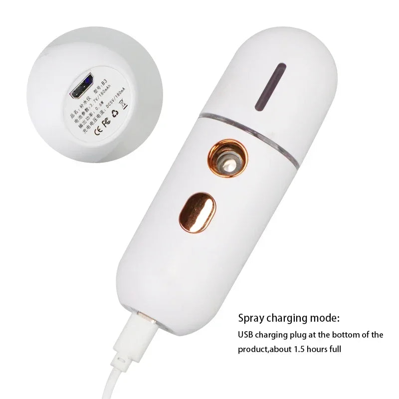 Mini Portable Facial Steamer Nano Mister Hydrating Humidifier Rechargeable