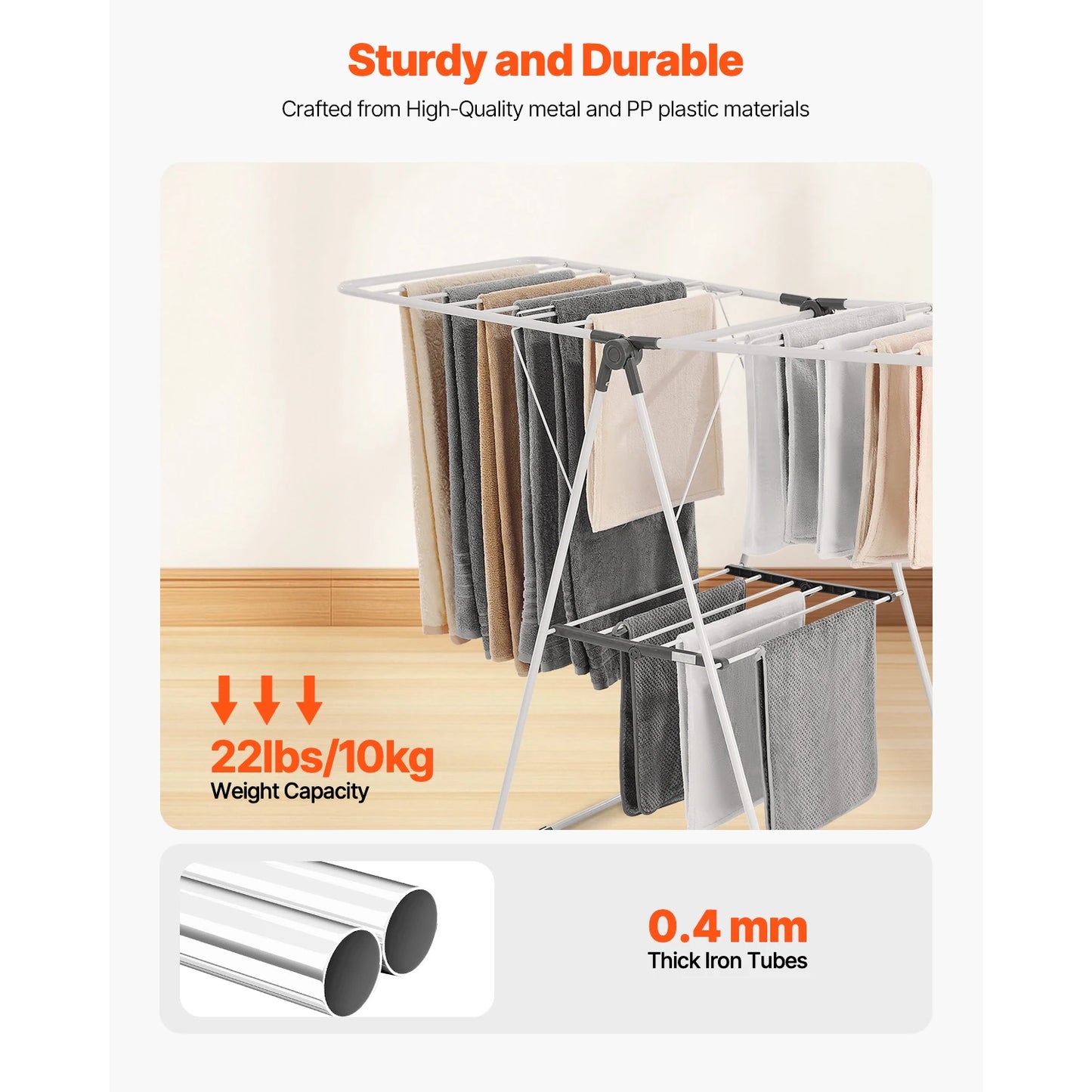 Foldable Clothes Drying Rack Outdoor Indoor With Sock Clips