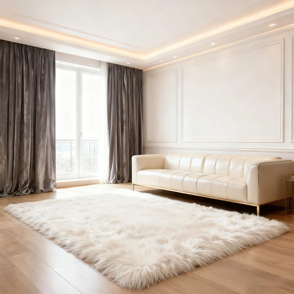Fluffy Faux Fur Rug For Living Room And Bedroom Washable