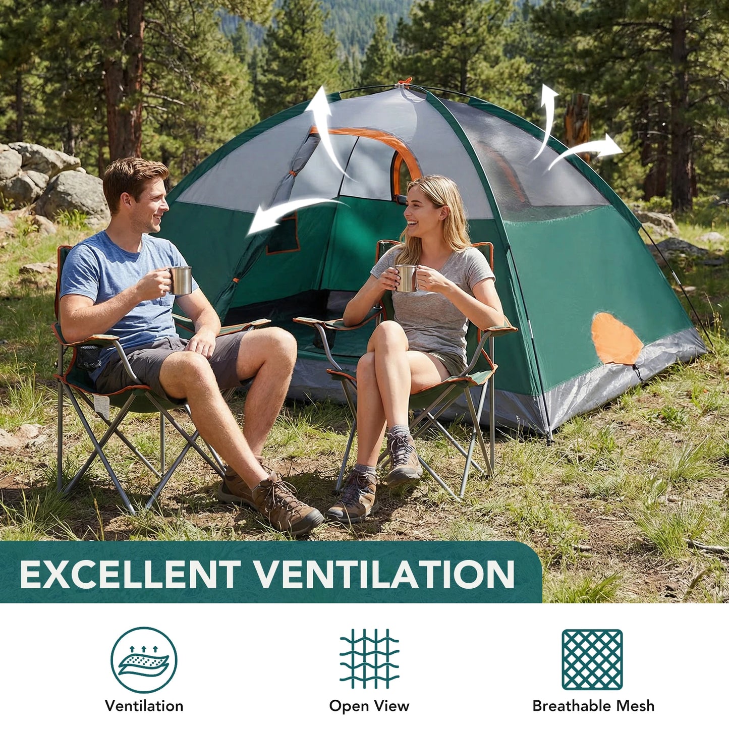 JHK 2 Person Outdoor Camping Tent Easy Setup Cabin Tent with Mesh Windows Waterproof Windproof Portable Outdoor Tent for Hiking