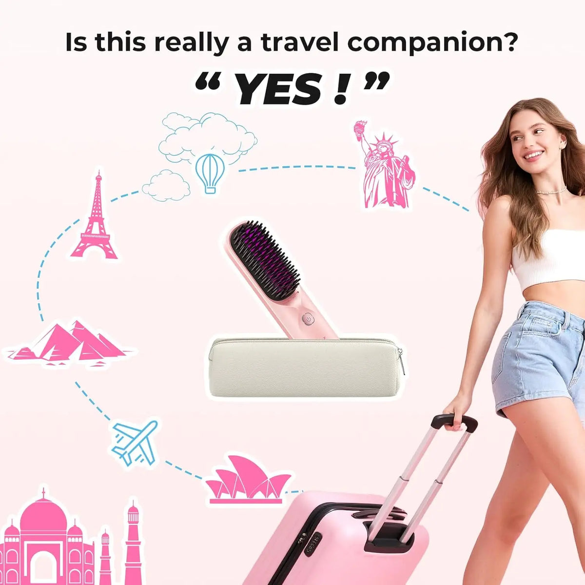 Cordless Negative Ion Hair Straightener Comb