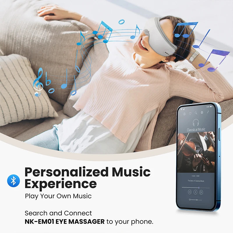 Eye Massager With Heat Bluetooth For Migraine Relief