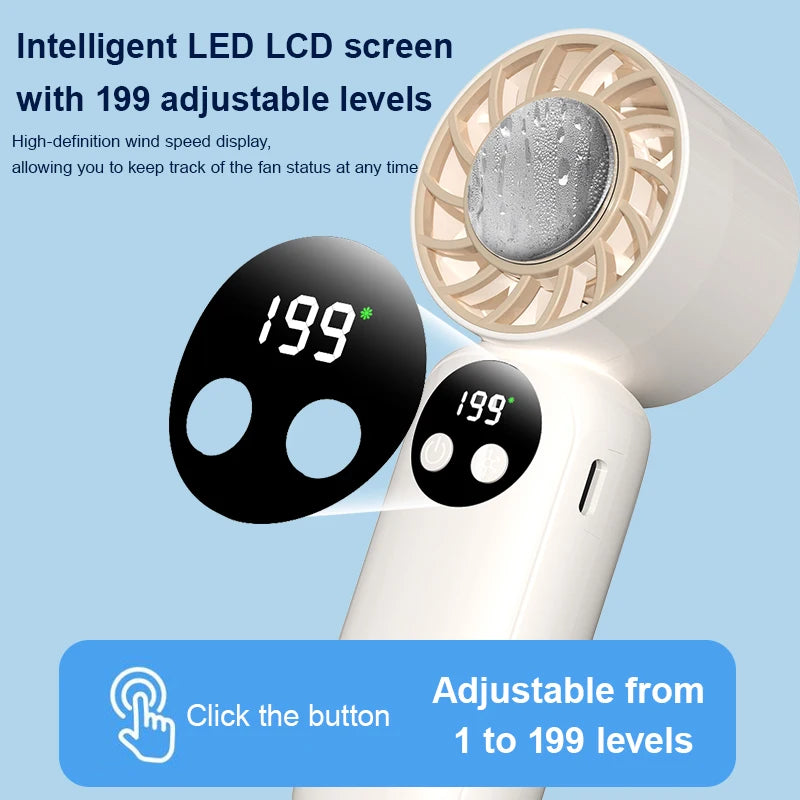 Semiconductor Refrigeration Handheld Electric Fan 2000mAh USB Rechargeable