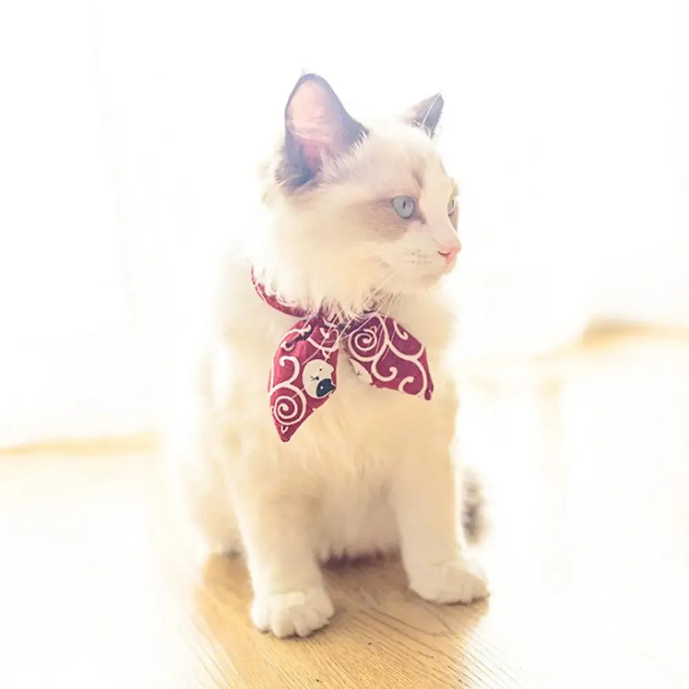 Adjustable Pet Dog Cotton Bandana Puppy Scarf Japanese Style Dog Cat Bow Tie Pet Grooming Accessories High Quality Pet Supplies