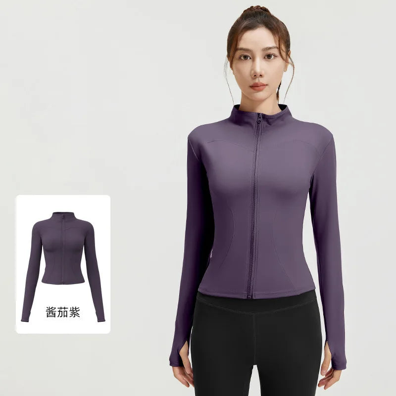Women's Zipper Long Sleeve Sports Jacket For Fitness And Yoga