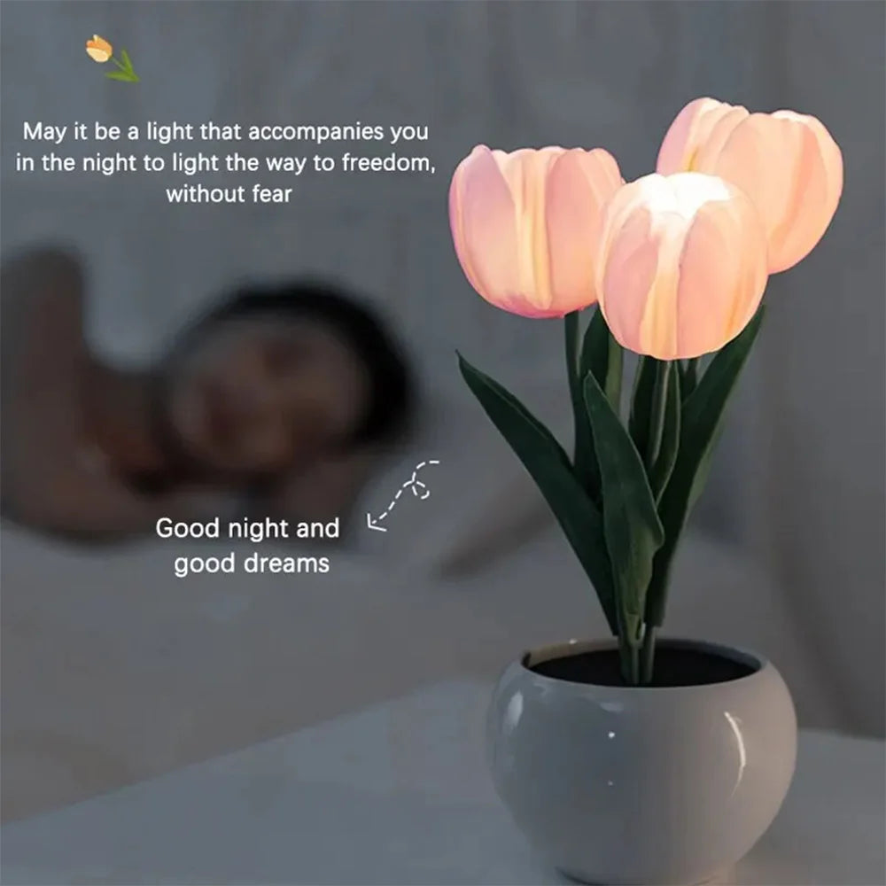 LED Tulip Night Light Lamp For Desk And Room Decor