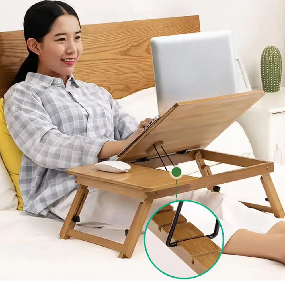 Folding Bamboo Laptop Desk for Bed and Sofa