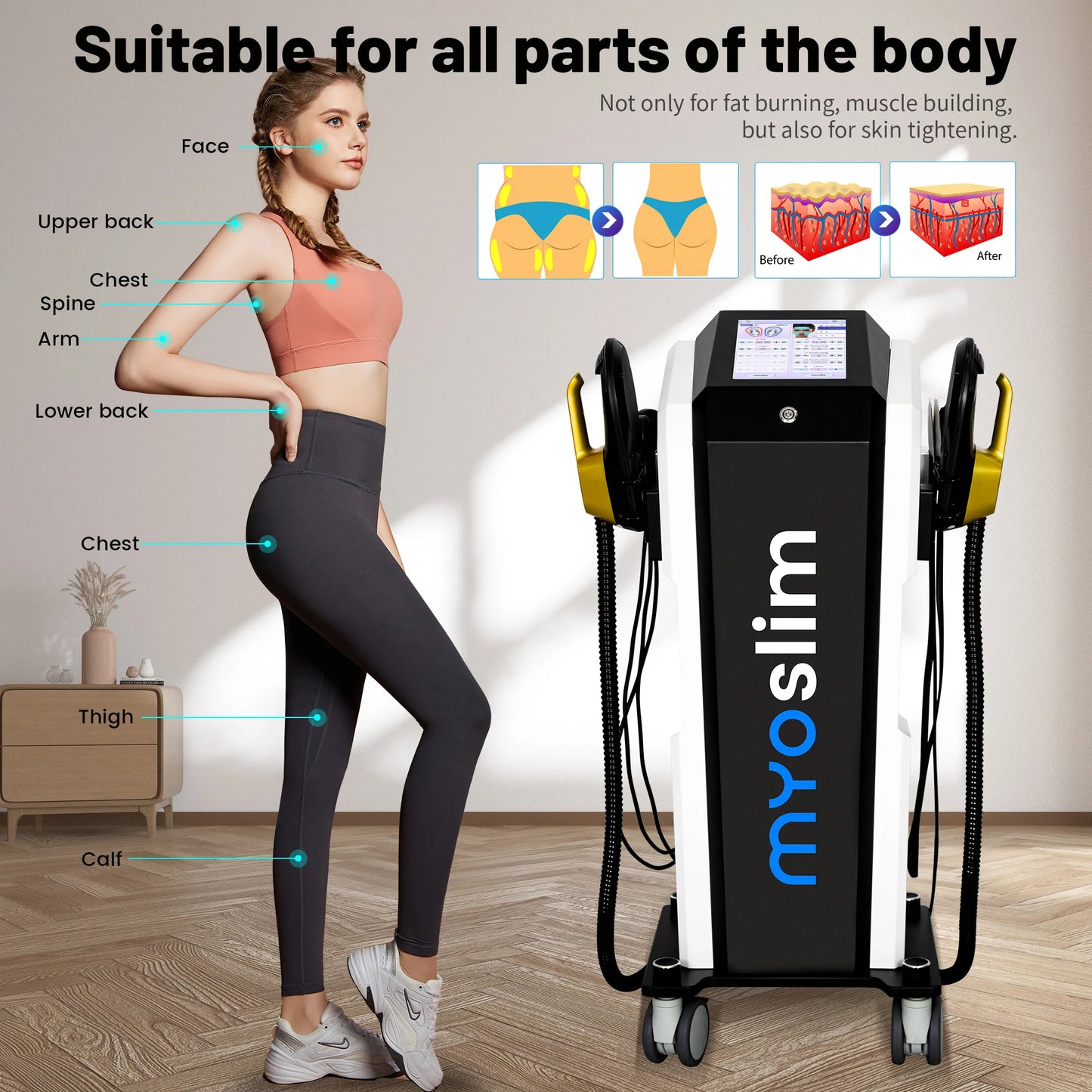 Professional 2 in 1 EMS Machine Face Body RF Lifting Muscle Stimulator Fat Burning Body Sculpt Beauty Equipment Neo Technology