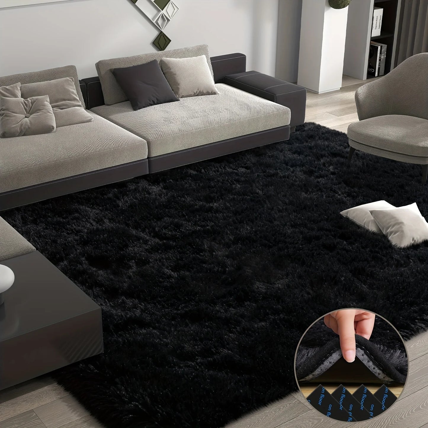 Geometric Plush Area Rug Ultra Soft Living Room Decor