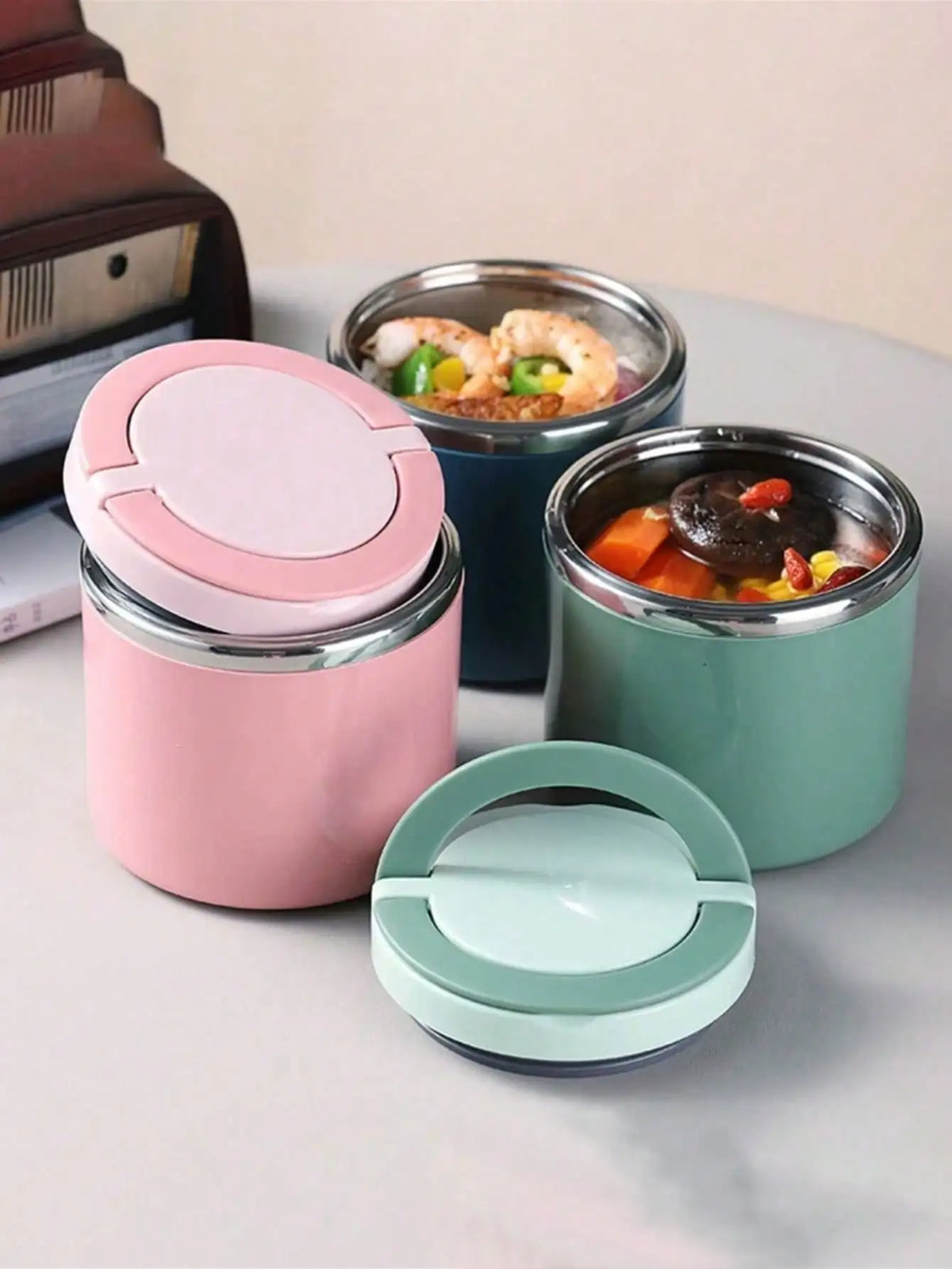 Insulated Stainless Steel Lunch Box Set with Handle