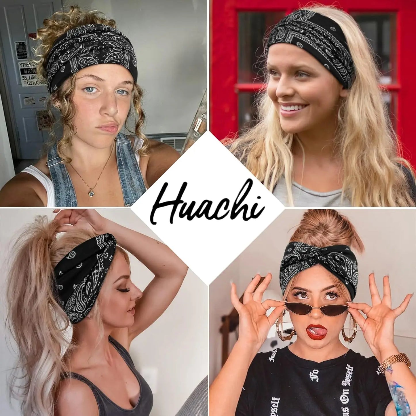 3 Pack Wide Headbands for Women Paisley Twist Hair Bands Stretchy Cross Head Turban Bandana Valentine's Day Non Slip Exercise Hair Wraps Accessories