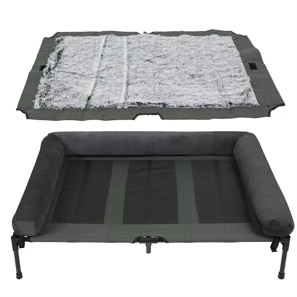 BINGOPAW Outdoor Elevated Dog Bed With Detachable Bolster Mesh Lounger