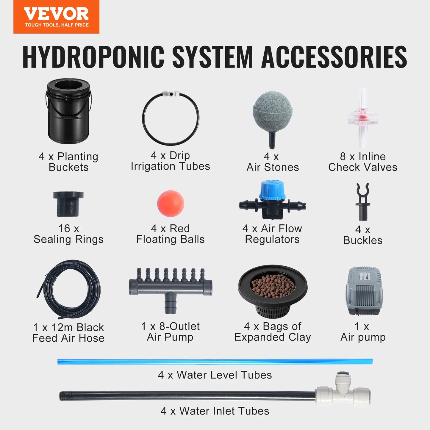 DWC Hydroponics Grow System With Top Drip Kit 4 Buckets